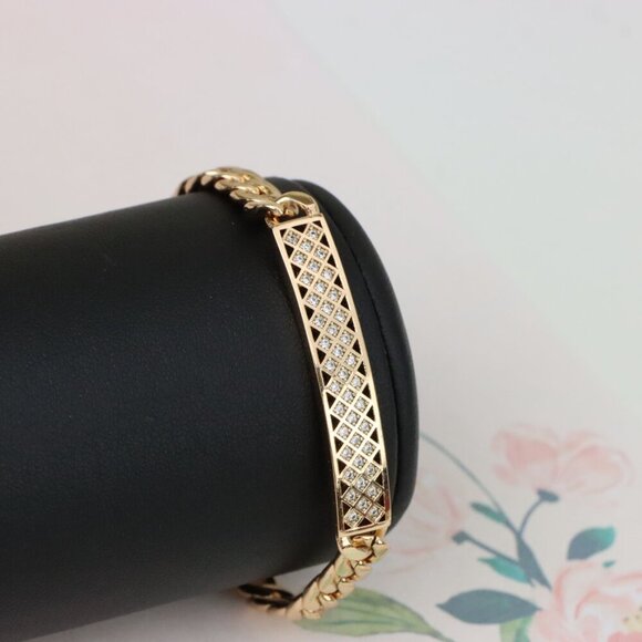 "Rose Gold Bracelet with Diamond Cut Lattice Design, XPBL0945 - Picture 9 of 12